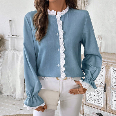 Chic Women's Long Sleeve Lace Blouse