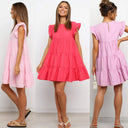 Chic Women's Ruffled Dress with Flattering Fit