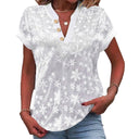 Floral Embroidered Women's V-Neck Blouse