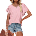 Chic Ruffle and Lace Short-Sleeve Blouse for Women