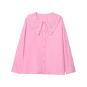 Floral Embroidered Women's Blouse with Button Placket