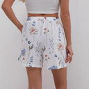 Floral Print Women's Shorts with Side Pockets