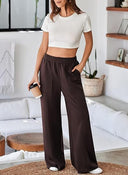 Chic Women's Elastic Waist Pants with Pockets