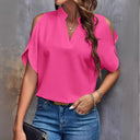 Chic Women's Blouse with Cut-Out Sleeves and Stand-Up Collar