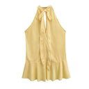 Chic Ruffled High Neck Women's Top