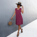 Chic Women's V-Neck Dress with Ruffle Detail