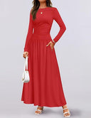 Women's Maxi Dress with Ruffle Accents and Chic Pockets