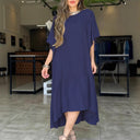 Chic Women's Linen Dress with Statement Sleeves