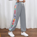 Floral Print Women's Pants with Elastic Waistband