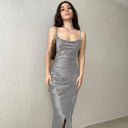 Chic Maxi Dress with Stylish Wrap Design and Spaghetti Straps