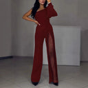 Chic Women's Jumpsuit with Sheer Inserts and Sequin Detail