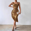 Chic Ruffled Wrap Dress with Shimmering Finish