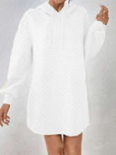 Textured Pattern Long Sleeve Hooded Women's Dress