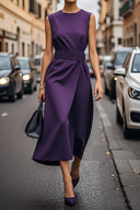 Chic Asymmetrical Maxi Dress with Waist Belt