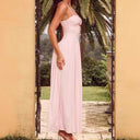 Chic Women's Maxi Dress with Deep V-Neck and Cut-Out Design