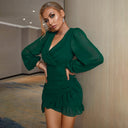 Chic Ruching & Ruffle Hem Dress for Women