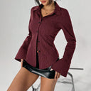 Flared Sleeve Women's Blouse with Chic Stripes
