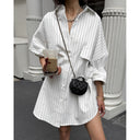 Striped Oversized Shirt Dress for Women