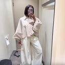 Voluminous Sleeve Women's Cropped Blouse