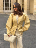 Chic Oversized Blazer with Puff Sleeves