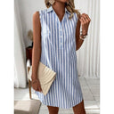 Chic Striped Button-Up Shirt Dress for Women