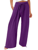 Chic Women's Wide-Leg Summer Trousers with Elastic Waist and Side Pockets