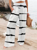 Fashion-Forward Summer Pants with Stylish Stripes & Side Pockets