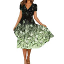 Floral V-Neck A-Line Dress for Women