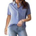 Chic Women's Short Sleeve Striped Blouse