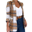 Chic Women's Checked Blazer Jacket with Stylish Accents