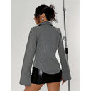 Women's Striped Flared Sleeve Blouse - Chic Style