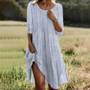 Chic Women's Striped Dress with Side Slit