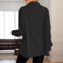 Charming Textured Rib Blouse with Button Placket for Women