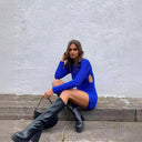 Chic Women's Knit Dress with Cut-Out Accents