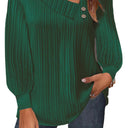 Asymmetric Collar Blouse with Decorative Buttons for Women