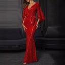 Stunning Sequin Evening Gown with Statement Sleeves