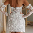 Floral Detail Wedding Dress with Sheer Inserts