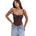 Chic Ruffled Women's Bustier Top with Adjustable Straps