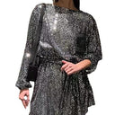 Chic Lurex Cocktail Dress with Adjustable Waist