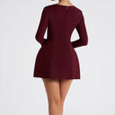 Chic Square Neck Mini Dress with Flared Sleeves
