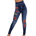 Floral High Waist Jeans Leggings for Women