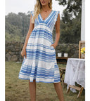 Women's Chic Ruffle Dress with Trendy Belt