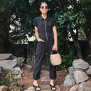 Women's Stylish Jumpsuit with Utility Pockets and Zipper