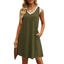 Lace-Trimmed Women's Sleeveless Dress with Pockets
