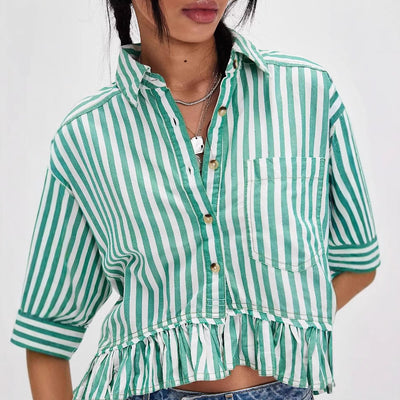 Ruffled Hem Women's Casual Blouse
