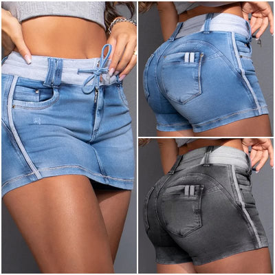 Stylish Women's Denim Skirt with Drawstring Waistband