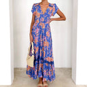 Floral Maxi Dress with Deep V-Neck Design