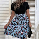 Chic Leopard Print Wrap Waist Dress
