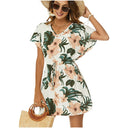 Chic Women's V-Neck Mini Dress with Drawstring