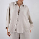 Chic Linen Blouse with Stylish Pockets for Women